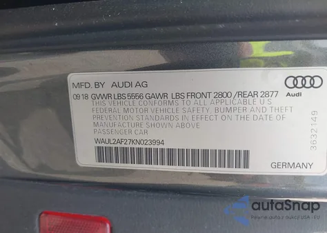 2019 Audi A6 55 Premium from USA, damaged, VIN WAUL2AF27KN023994